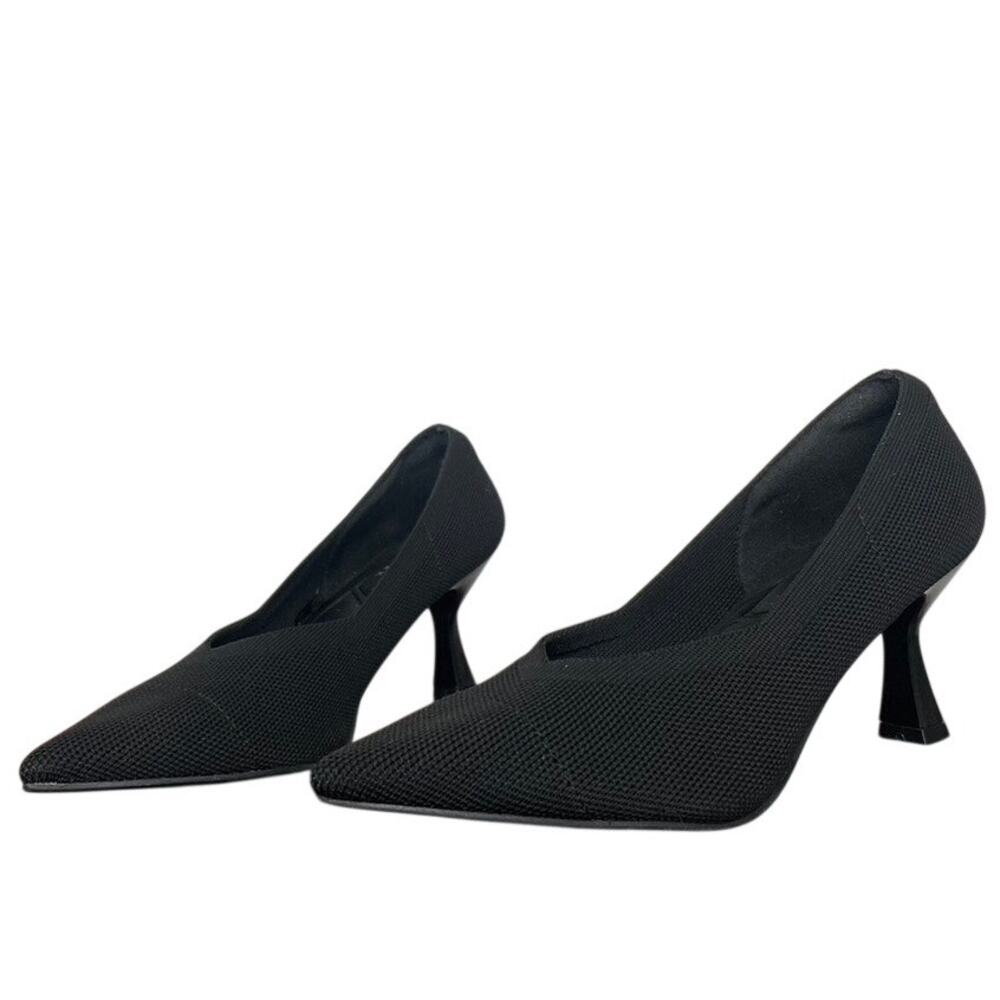 Vintage 90s Y2k Nicole Miller New York Black Knit Pointed Toe Heel Size 9